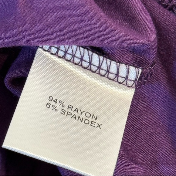 AmélieBoutik Women Collar V Neck Long Sleeve Polo Shirt. Purple Size M - Picture 4 of 7